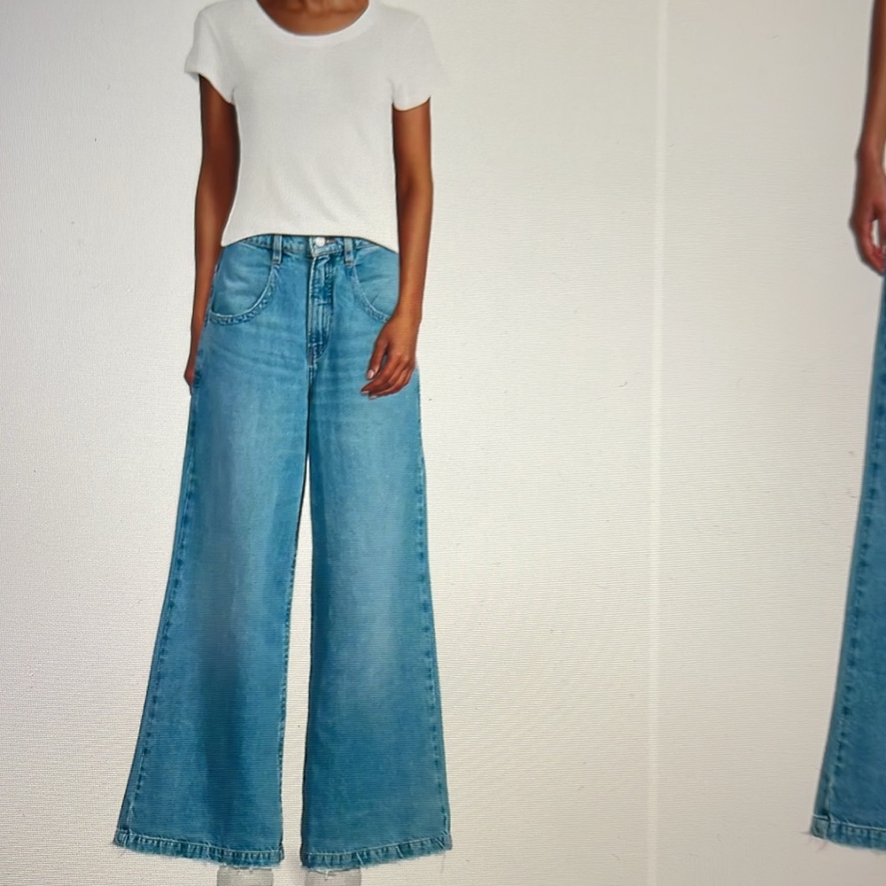 SALE TODAY!! ZARA high rise wide leg “skater” off white jeans size 8 - Picture 9 of 11